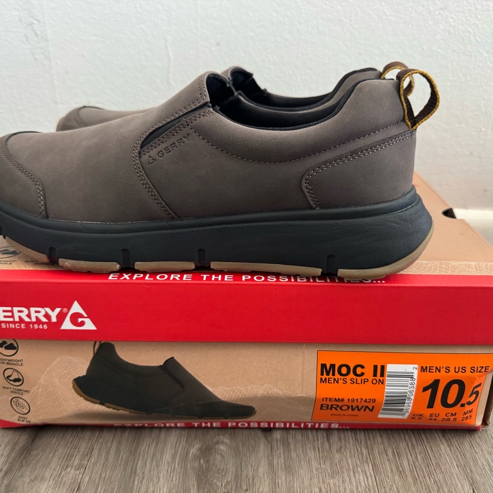 Gerry Moc II Men’s Easy Slip On Shoe, Brown Lightweight Size 10.5 NEW In Box